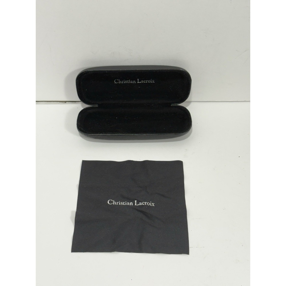 Christian Lacroix Designer Eye Glasses Case Embossed Black With Cloth